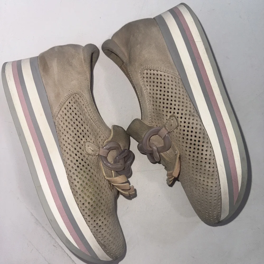 Softwaves Cadie Platform Sneakers Shoes Sand Beige 38 US 7.5 PreOwned‎